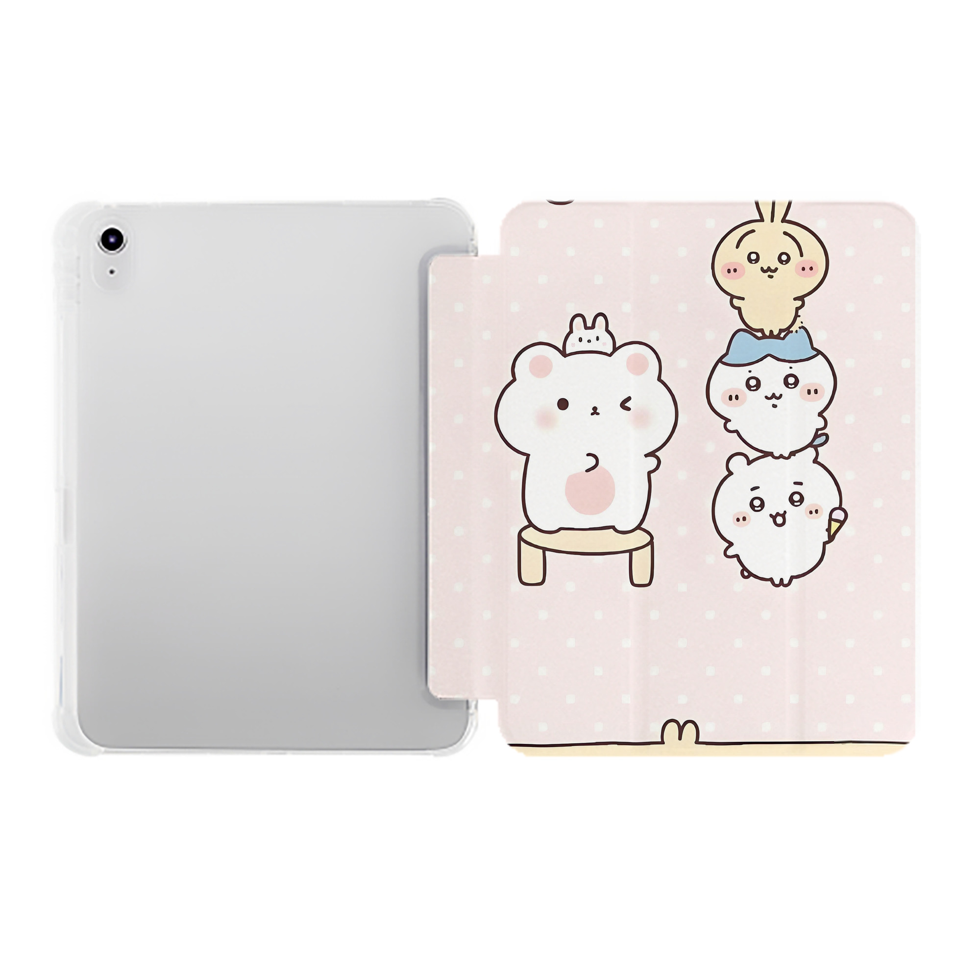 （画像用） ちいかわ Chii-kawa IPad ケース ペン収納付き 三つ折りスタンド PUレザー×シリコン 対応機種9.5/10.5/10.9インチ